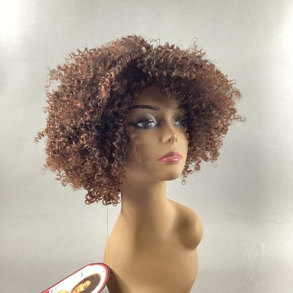 Sydney Short Curly #T1B/30 Black Honey Brown Remi Quality Full Wig - Picture 1 of 9